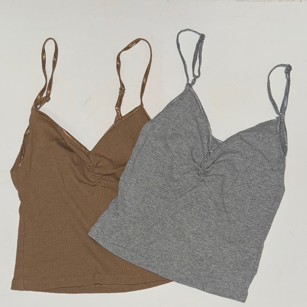 American Eagle Bundle Cami Tank Top Stylish Brown and Gray Women's Tops